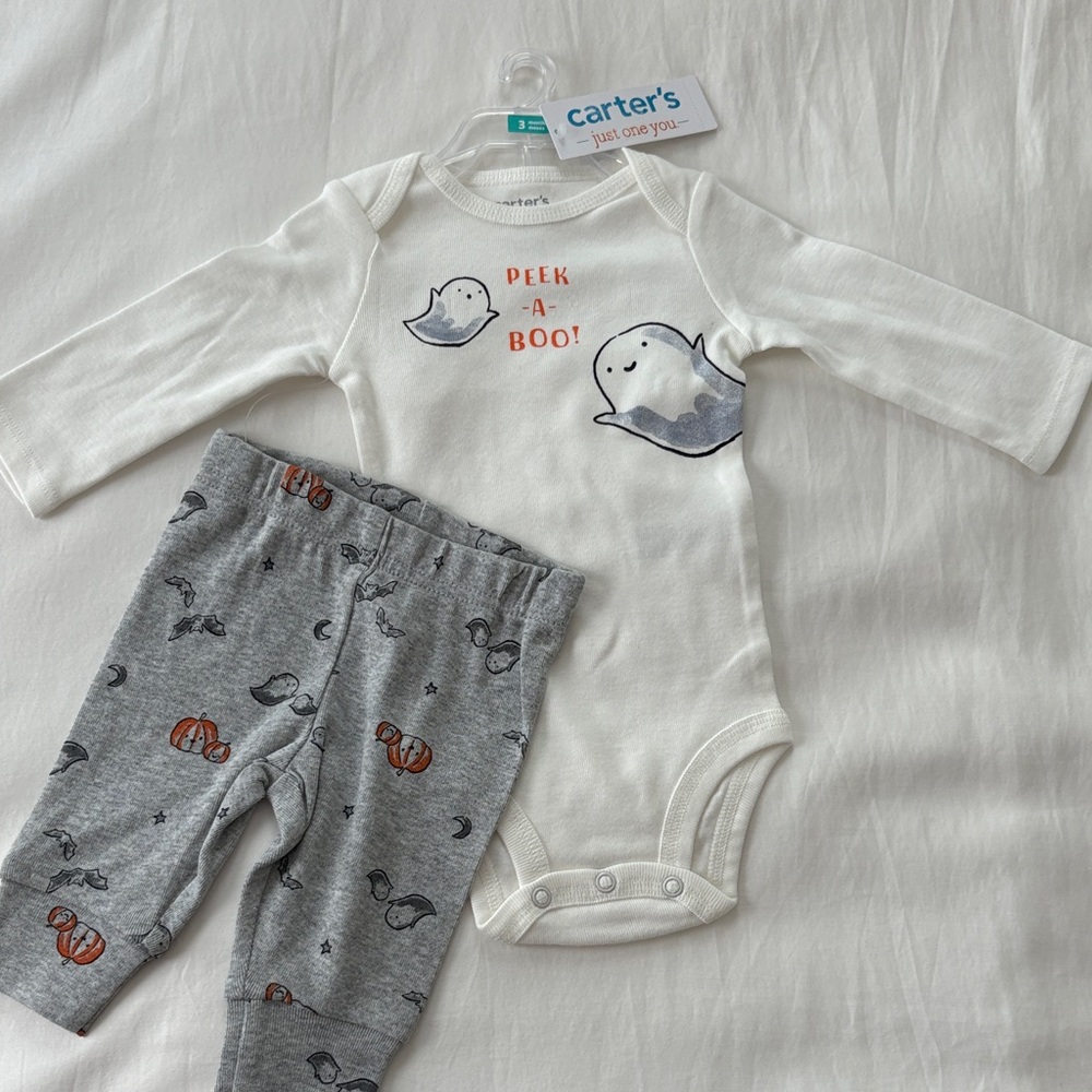 Carter's White and Gray Ghost Baby Set